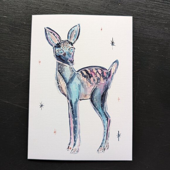 Greeting Card and Sticker Set: Wintery Magical Animals - Picture 4 of 10